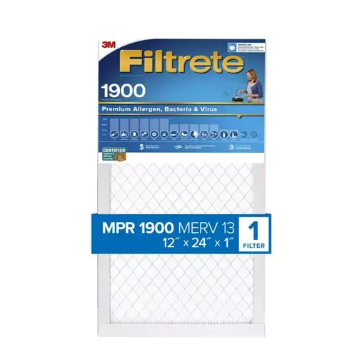 Air Filter Filtrete 12" W X 24" H X 1" D 13 MERV Pleated - pack of 4 Air Filter Filtrete 12" W X 24" H X 1" D 13 MERV Pleated - pack of 4