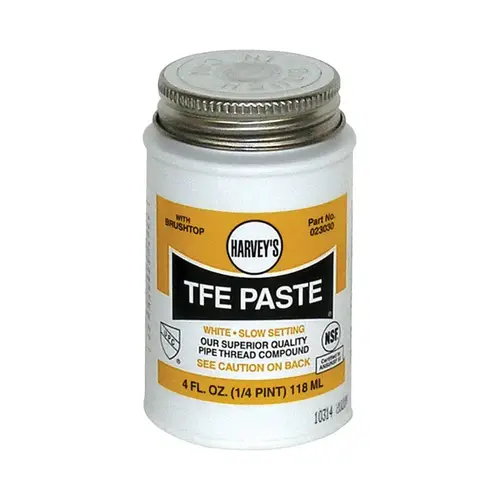 Pipe Thread Compound, 4 fl-oz Jar, Liquid, Paste, White