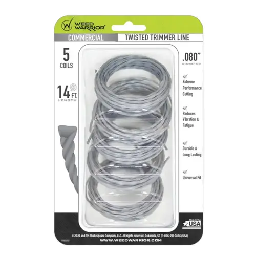 Trimmer Line Commercial Grade .080" D X 14 ft. L Gray