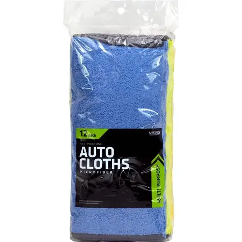 Auto Cleaning Cloth 16" L X 12" W Microfiber Assorted