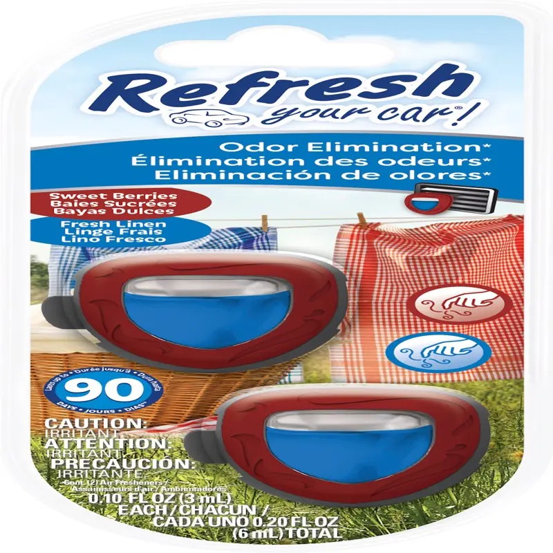 Refresh Your Car! Mini Car Diffuser Sweet Berry/Fresh Linen Scent 0.1 oz Liquid RMD277-6AME Refresh Your Car! Mini Car Diffuser Sweet Berry/Fresh Linen Scent 0.1 oz Liquid RMD277-6AME