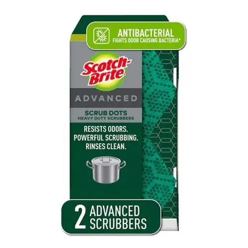 Scrub Dots Advanced Anti-Bacterial Heavy-Duty Scrubber, Recycled Fiber Abrasive, 3.7 in L Green - pack of 2