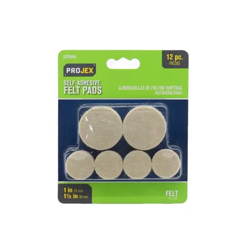 Table/Chair Pad Felt Self Adhesive Brown Round 1 and 1-1/2" W Brown