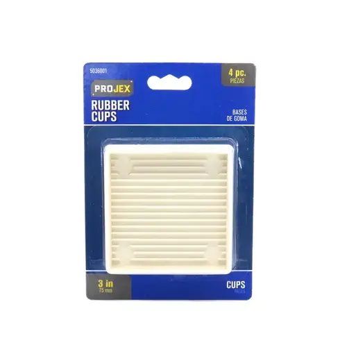 Caster Cup Rubber White Square 3" W X 3" L White Caster Cup Rubber White Square 3" W X 3" L White