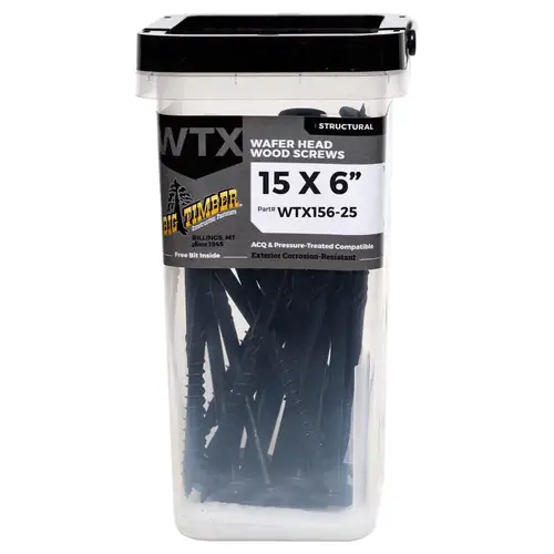 Structural Wood Screws No. 15 S X 6" L Star Black 15 lb Black Structural Wood Screws No. 15 S X 6" L Star Black 15 lb Black