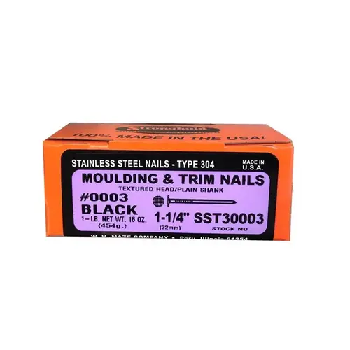Nail 3D 1.25" Trim Stainless Steel Flat Head 1 lb Black Nail 3D 1.25" Trim Stainless Steel Flat Head 1 lb Black