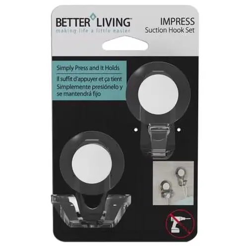 Bath Hook Impress 3" H X 1.75" W X 2.25" L Matte Clear Matte
