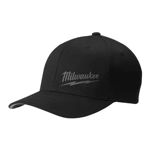 Milwaukee 504B-LXL Flexfit Logo Fitted Hat, Black, L/XL