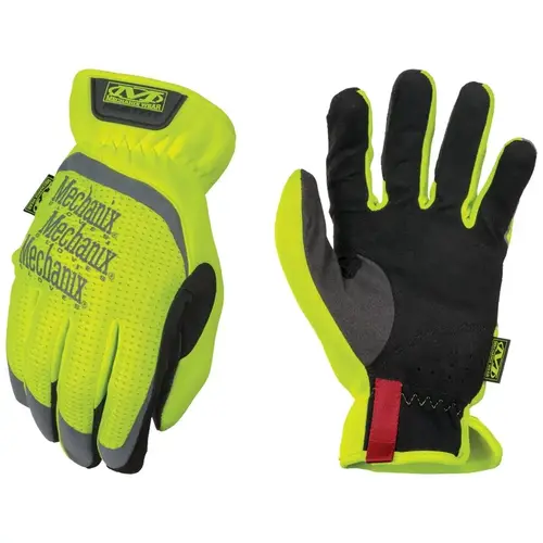 High-Visibility Work Gloves, Men's, L, 10 in L, Reinforced Thumb, Elastic Cuff, Yellow Pair High-Visibility Work Gloves, Men's, L, 10 in L, Reinforced Thumb, Elastic Cuff, Yellow Pair
