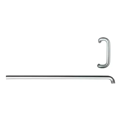Offset Pull Handle And Push Bar Set Single Bend 9" Handle With 33-1/16" Bar Anodized Dull Aluminum