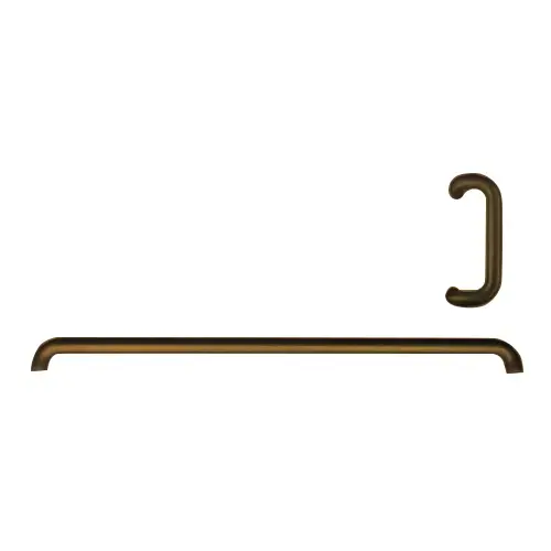 Offset Pull Handle And Push Bar Set Double Bend 9" Handle With 33-1/16" Bar Anodized Bronze Offset Pull Handle And Push Bar Set Double Bend 9" Handle With 33-1/16" Bar Anodized Bronze