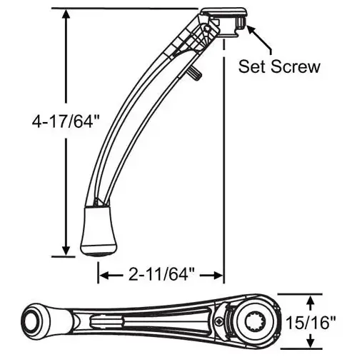 Brixwell X Drive Folding Handle Blue White with 4-17/64" Height, 2-11/64" Base Width, 15/16" End Width, Curved Arm Profile and Set Screw Detail Brixwell X Drive Folding Handle Blue White with 4-17/64" Height, 2-11/64" Base Width, 15/16" End Width, Curved Arm Profile and Set Screw Detail