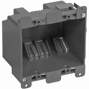 GB BOX-RD25 BOX-RD25 Switch/Outlet Box, Standard Outlet, 2-Gang, 6-Knockout, PVC, Gray, In-Wall Mounting