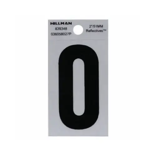Adhesive House Address Letter O, Reflective Vinyl, Black and Silver, 2 In. Adhesive House Address Letter O, Reflective Vinyl, Black and Silver, 2 In.
