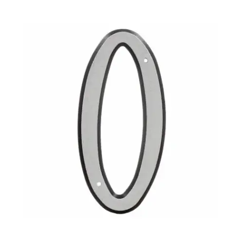 House Address Number 0, Reflective Silver Plastic, Nail-On, 4 In.
