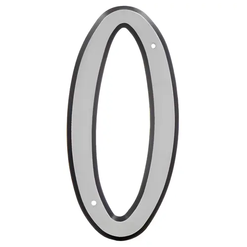 House Address Number 0, Reflective Silver Plastic, Nail-On, 4 In.