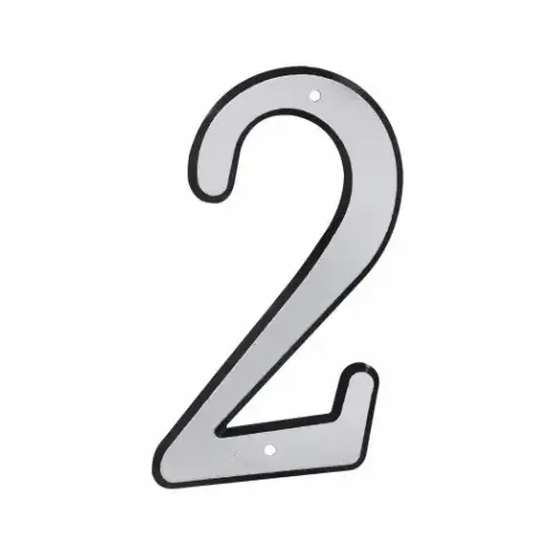 House Address Number 2, Nail-On, Reflective Plastic, 4 In.