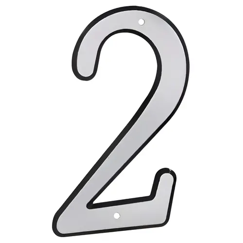 House Address Number 2, Nail-On, Reflective Plastic, 4 In.