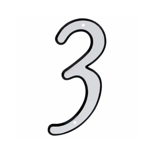 House Address Number 3, Nail-On, Reflective Plastic, 4 In.