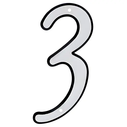 House Address Number 3, Nail-On, Reflective Plastic, 4 In.