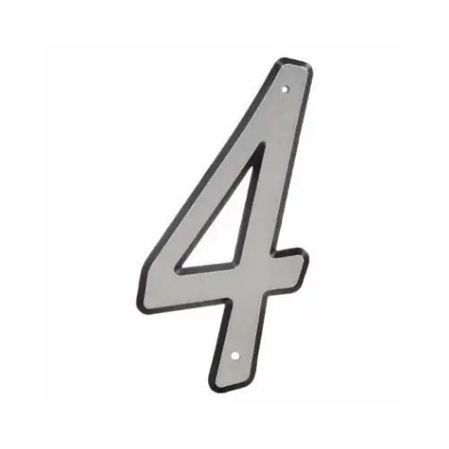 House Address Number 4, Nail-On, Reflective Plastic, 4 In. House Address Number 4, Nail-On, Reflective Plastic, 4 In.