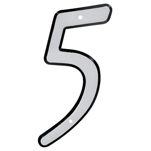 House Address Number 5, Nail-On, Reflective Plastic, 4 In.