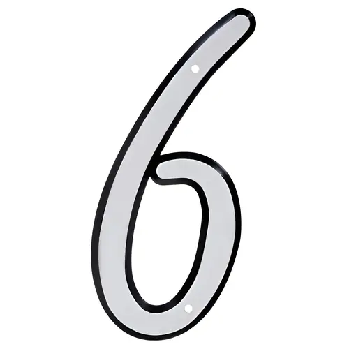 House Address Number 6, Nail-On, Reflective Plastic, 4 In.