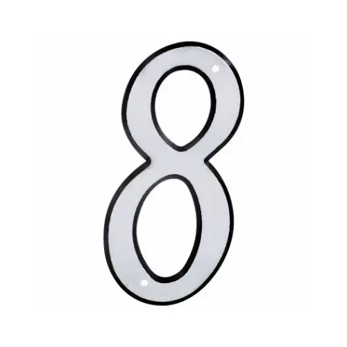 Number 4" Reflective Silver Plastic Nail-On 8 - pack of 3 Number 4" Reflective Silver Plastic Nail-On 8 - pack of 3