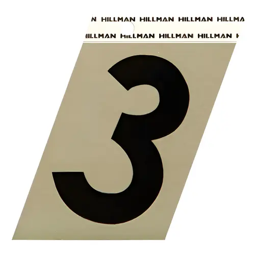 Number 3" Reflective Black Vinyl Self-Adhesive 3 Glossy