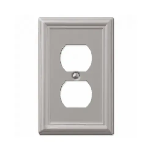 Chelsea Outlet Wallplate, 4-7/8 in L, 3-1/8 in W, 1 -Gang, Steel, Brushed Nickel, Wall Mounting Chelsea Outlet Wallplate, 4-7/8 in L, 3-1/8 in W, 1 -Gang, Steel, Brushed Nickel, Wall Mounting