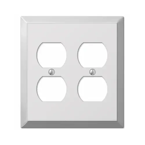 Wall Plate Century Polished Chrome Light Gray 2 gang Stamped Steel Duplex Outlet Polished Chrome Wall Plate Century Polished Chrome Light Gray 2 gang Stamped Steel Duplex Outlet Polished Chrome