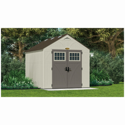 Suncast BMS8100 Tremont Storage Shed, 547 cu-ft Capacity, 8 ft 4-1/2 in W, 10 ft 2-1/4 in D, 8 ft 7 in H, Resin Vanilla