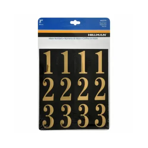 Adhesive House Address Number Pack, Black and Gold Vinyl, 2 In. Glossy Adhesive House Address Number Pack, Black and Gold Vinyl, 2 In. Glossy
