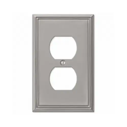 Metro Line Outlet Wallplate, 4-7/8 in L, 3 in W, 1 -Gang, Metal, Brushed Nickel, Wall Mounting Metro Line Outlet Wallplate, 4-7/8 in L, 3 in W, 1 -Gang, Metal, Brushed Nickel, Wall Mounting
