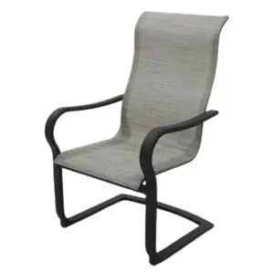 Four Seasons Courtyard ADK02319H01-XCP4 Palermo C-Spring Dining Chair, Sling Fabric, Gray Aluminum Frame - pack of 4