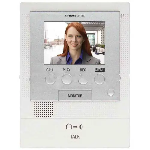 JF Series Surface Mount 1-Channel Video Sub-Master Station Intercom with Door Release, Picture, Message, White - Gray Multi-Colored