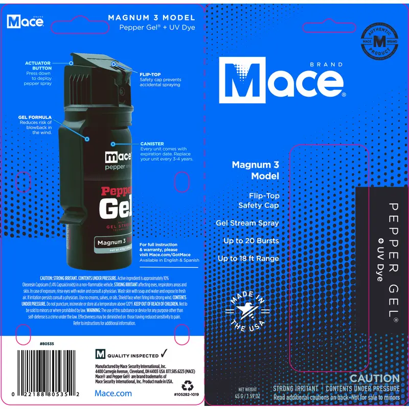 Mace Gel Pepper Spray Magnum 3 Black Aluminum/Plastic Black 80535