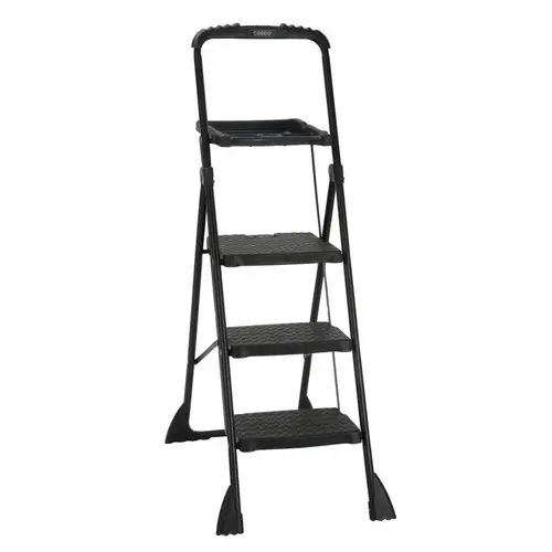 Folding Step Stool 60.98" H X 21.65" W X 3.31" D 250 lb. capacity 3 step Steel Black Folding Step Stool 60.98" H X 21.65" W X 3.31" D 250 lb. capacity 3 step Steel Black