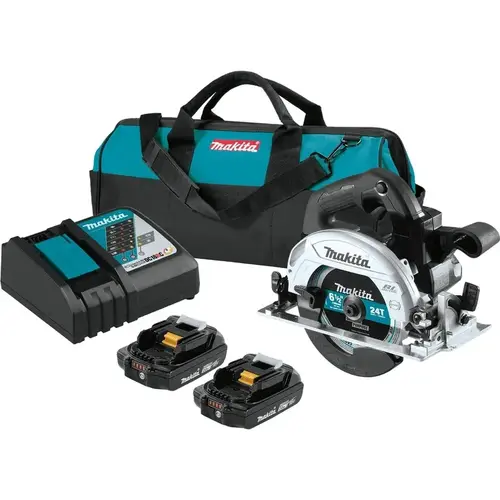 Circular Saw Kit, Battery Included, 18 V, 2 Ah, 6-1/2 in Dia Blade, 0 to 50 deg Bevel