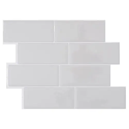 Adhesive Wall Tile 8.38" W X 11.56" L Gray Mosaic Vinyl 4 pc Mosaic Adhesive Wall Tile 8.38" W X 11.56" L Gray Mosaic Vinyl 4 pc Mosaic
