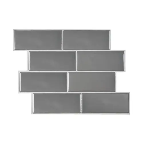 Adhesive Wall Tile 8.38" W X 11.56" L Gray Mosaic Vinyl 4 pc Mosaic