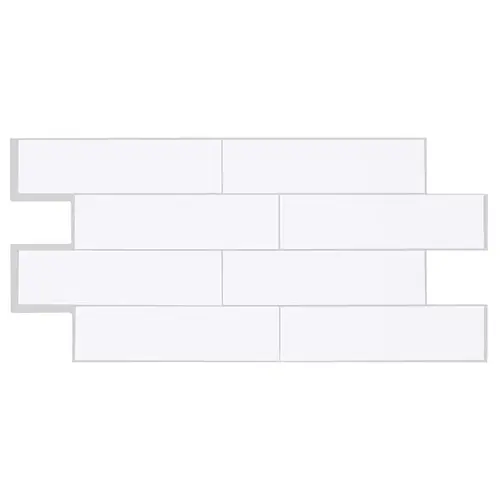Adhesive Wall Tile 10.88" W X 22.56" L White Mosaic Vinyl 2 pc Mosaic