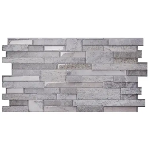 Adhesive Wall Tile 11.4" W X 22.5" L Gray Multiple Finish (Mosaic) Vinyl 2 pc Multiple Finish (Mosaic)