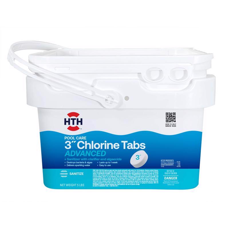 HTH 42052 Pool Care Chlorine Tablets, 3 In., 5 Lbs. (11 Wrapped Tabs)