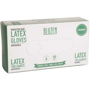 BLUZEN LASWGMD2 6.3 mil Medium White Latex Disposable Gloves Off-White - pack of 1000
