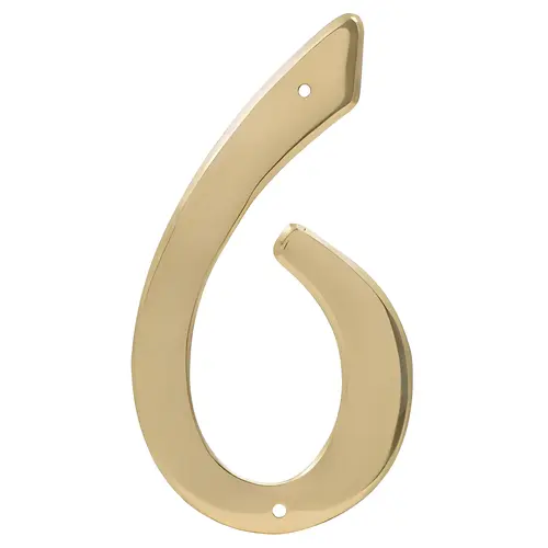 House Address Number 6, Nail-On, Brass, 4 In.
