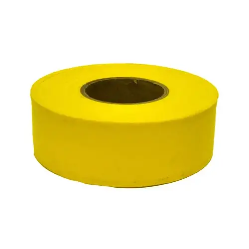 Flagging Tape, 300 ft L, 1-3/16 in W, Yellow, Polyethylene