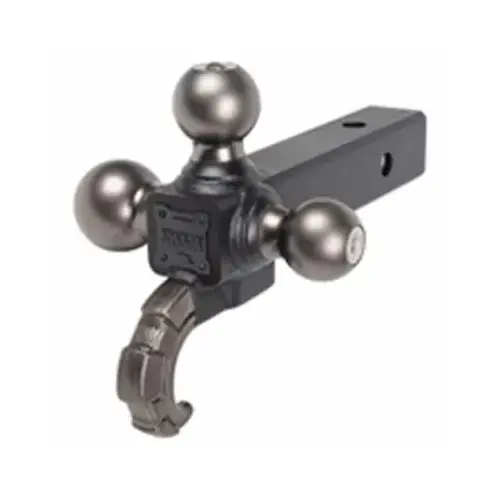 Tactical Tri-Ball Ball Mount with Hook, 1-7/8 in, 2 in, 2-5/16 in Dia Hitch Ball, Matte/Pewter Black Tactical Tri-Ball Ball Mount with Hook, 1-7/8 in, 2 in, 2-5/16 in Dia Hitch Ball, Matte/Pewter Black
