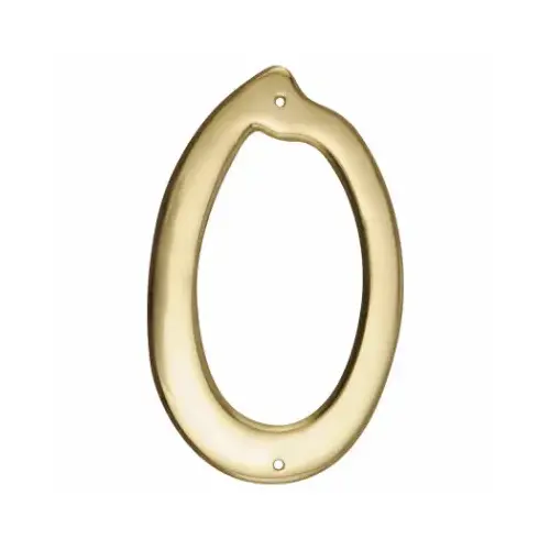 House Address Number 0, Nail-On, Brass, 4 In.