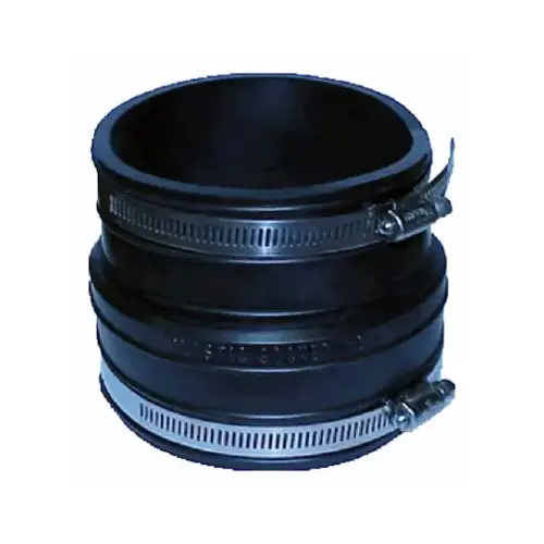 Flexible Coupling, 4 x 4 in, PVC, Black, 4.3 psi Pressure Flexible Coupling, 4 x 4 in, PVC, Black, 4.3 psi Pressure